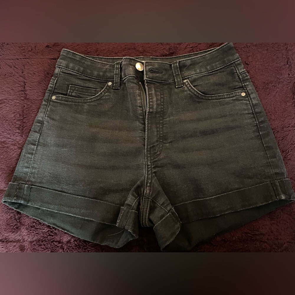Black Jeans Shorts Size 6 H&M